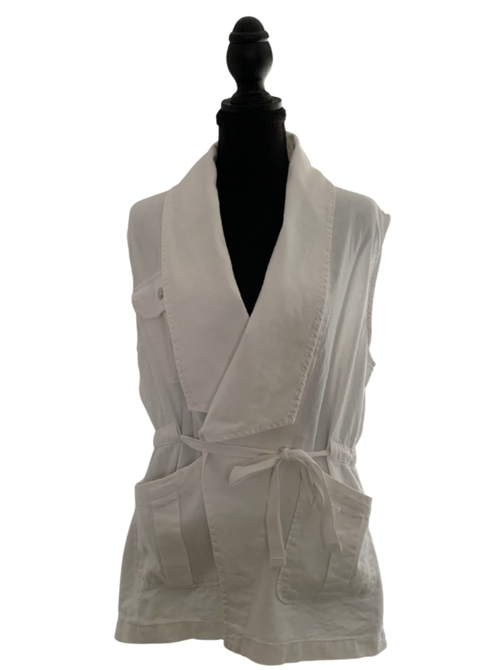 Sanctuary White Sleeveless Linen Blend Wrap Tunic Tie Waist Women's M Minimalist